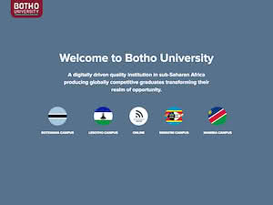 Botho University's official website homepage screenshot