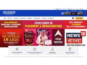 Brainware University's official website homepage screenshot