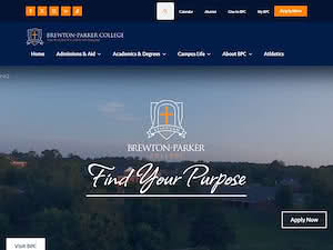 Brewton-Parker College's official website homepage screenshot