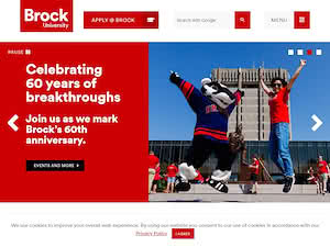Brock University's official website homepage screenshot