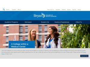 Bryan College of Health Sciences's official website homepage screenshot