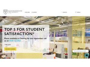 Buckinghamshire New University's official website homepage screenshot