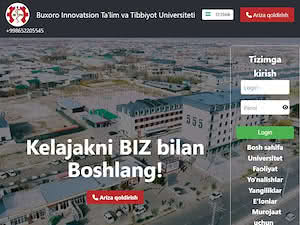 Bukhara Innovative Education and Medical University's official website homepage screenshot