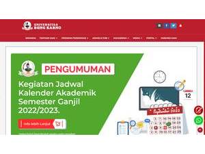 Bung Karno University's official website homepage screenshot