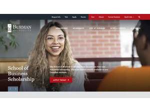 Burman University's official website homepage screenshot