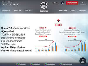 Bursa Teknik Üniversitesi's official website homepage screenshot