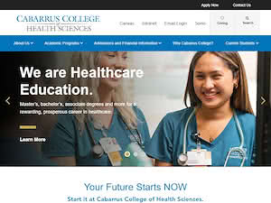 Cabarrus College of Health Sciences's official website homepage screenshot