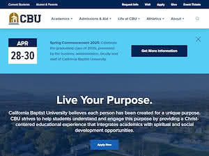 California Baptist University's official website homepage screenshot