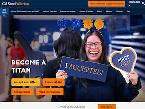 California State University, Fullerton's official website homepage screenshot