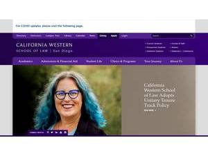 California Western School of Law's official website homepage screenshot