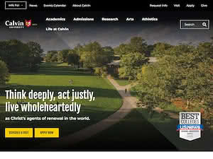 Calvin University's official website homepage screenshot