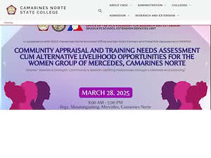Camarines Norte State College's official website homepage screenshot