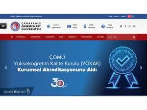 Çanakkale Onsekiz Mart Üniversitesi's official website homepage screenshot
