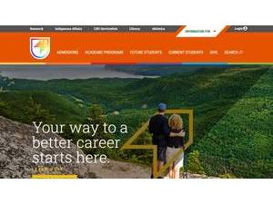 Cape Breton University's official website homepage screenshot