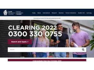 Cardiff Metropolitan University's official website homepage screenshot