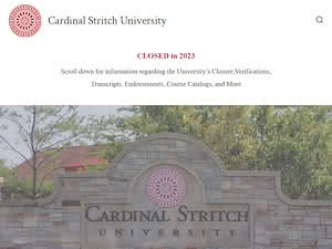Cardinal Stritch University's official website homepage screenshot