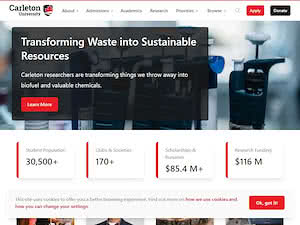 Carleton University's official website homepage screenshot