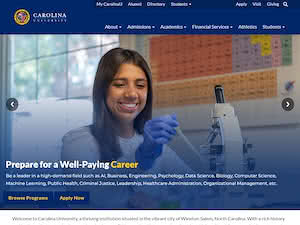 Carolina University's official website homepage screenshot