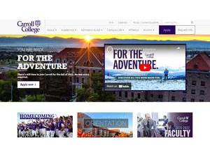 Carroll College's official website homepage screenshot