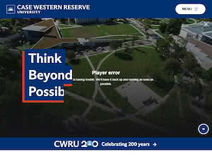Case Western Reserve University's official website homepage screenshot