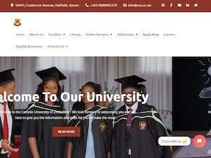 Catholic University of Zimbabwe's official website homepage screenshot