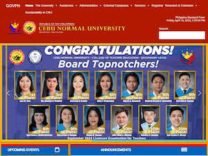 Cebu Normal University's official website homepage screenshot