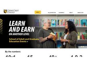 Cedar Crest College's official website homepage screenshot