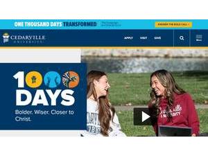 Cedarville University's official website homepage screenshot