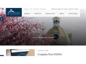 Centenary University's official website homepage screenshot