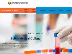 Central America Health Sciences University, Belize Medical College's official website homepage screenshot