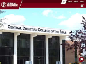 Central Christian College of the Bible's official website homepage screenshot