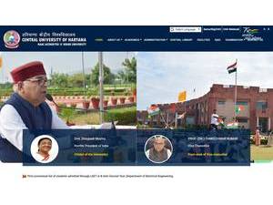 Central University of Haryana's official website homepage screenshot