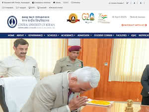 Central University of Kerala's official website homepage screenshot