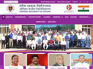 Central University of Odisha's official website homepage screenshot