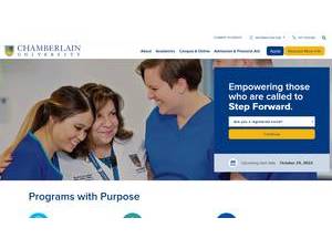 Chamberlain University's official website homepage screenshot