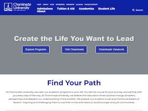 Chaminade University of Honolulu's official website homepage screenshot