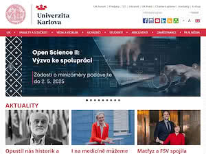 Charles University's official website homepage screenshot