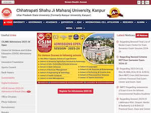 Chhatrapati Shahu Ji Maharaj University's official website homepage screenshot