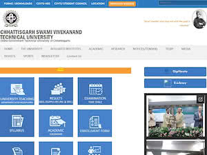 Chhattisgarh Swami Vivekananda Technical University's official website homepage screenshot