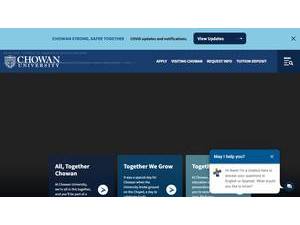 Chowan University's official website homepage screenshot
