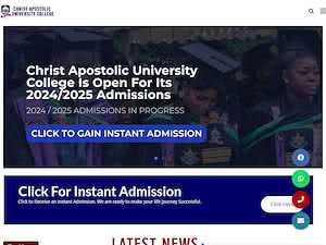Christ Apostolic University College's official website homepage screenshot