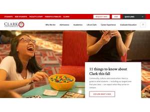 Clark University's official website homepage screenshot