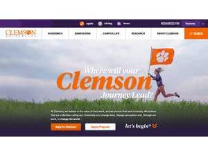 Clemson University's official website homepage screenshot