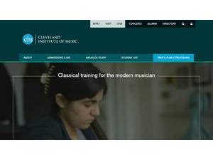 Cleveland Institute of Music's official website homepage screenshot