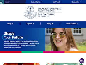 Coláiste Cheatharlach's official website homepage screenshot