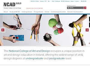 Coláiste Náisiúnta Ealaíne agus Deartha's official website homepage screenshot