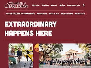 College of Charleston's official website homepage screenshot