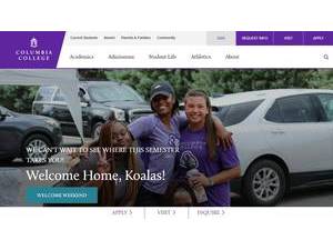 Columbia College, South Carolina's official website homepage screenshot