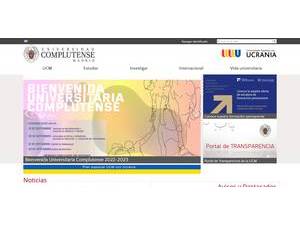Complutense University of Madrid's official website homepage screenshot