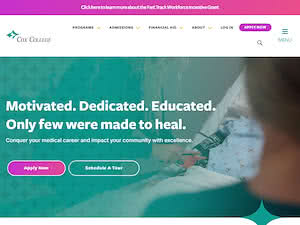 Cox College's official website homepage screenshot